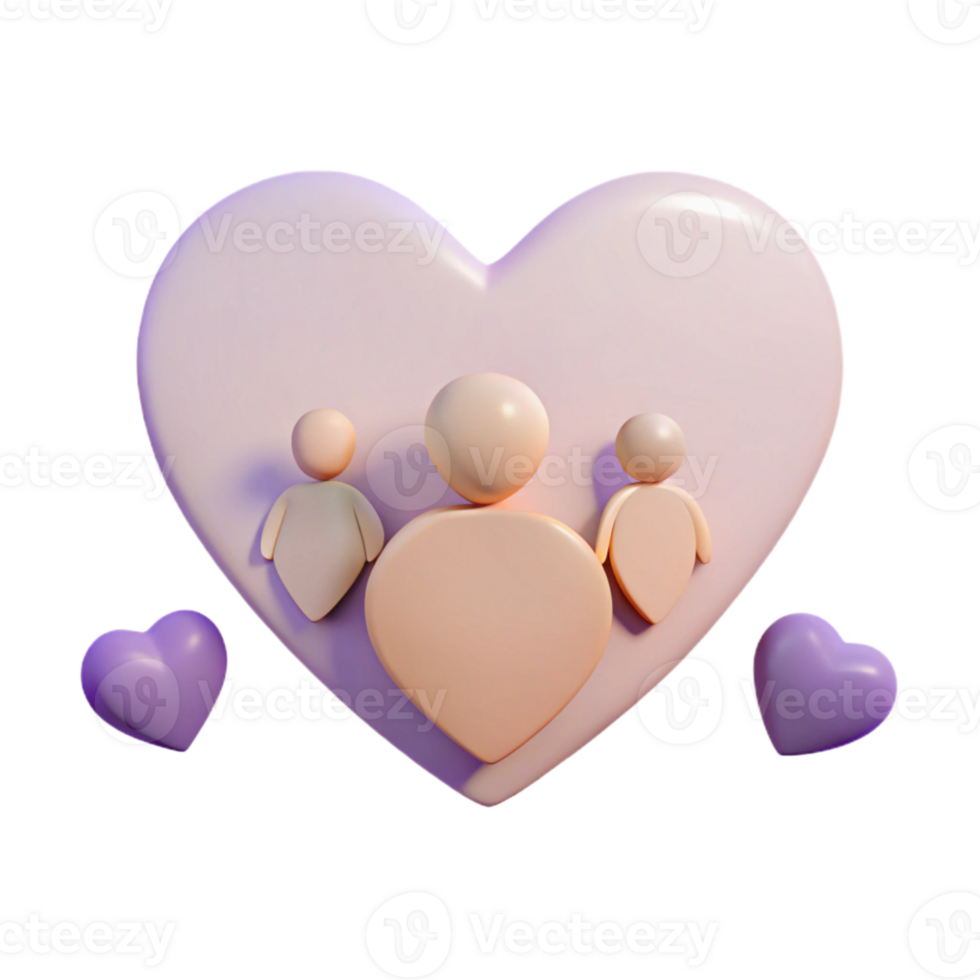 Family of Three Inside a Heart png