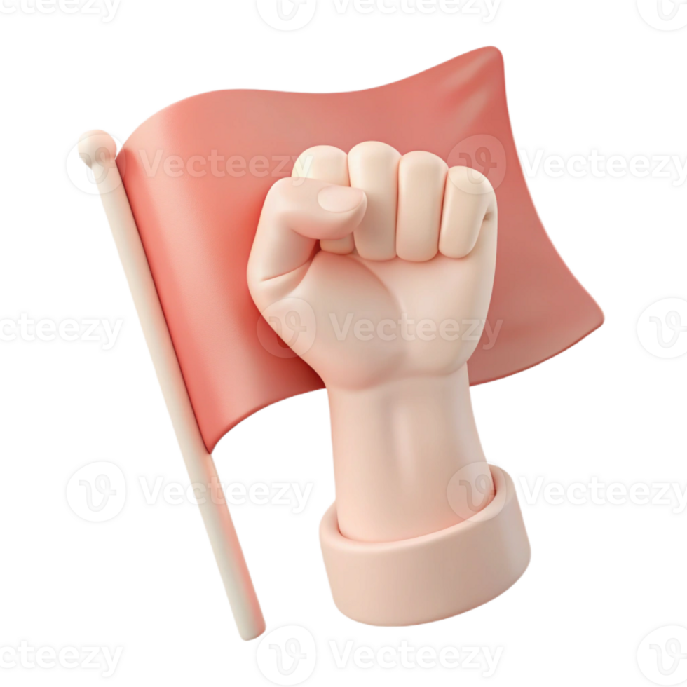 Fist Holding a Red Flag Symbol of Unity and Resistance png