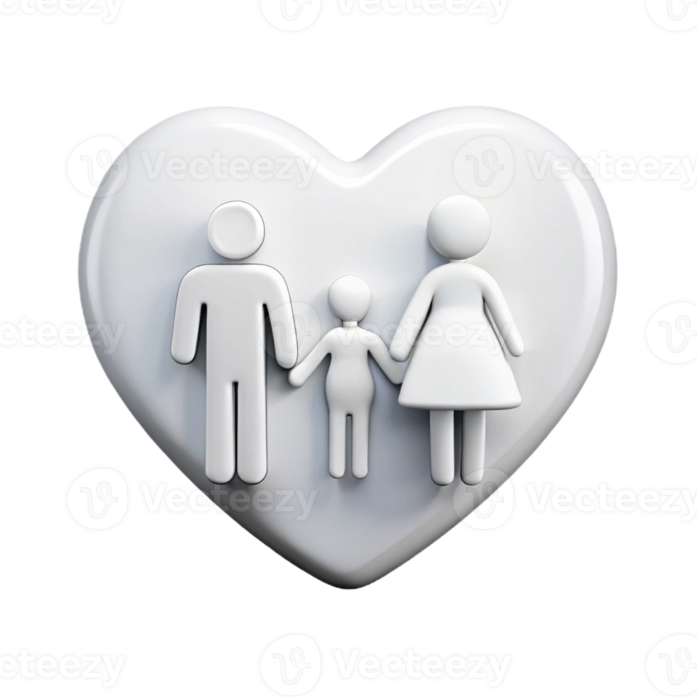 Family of Three in a Heart Shape png