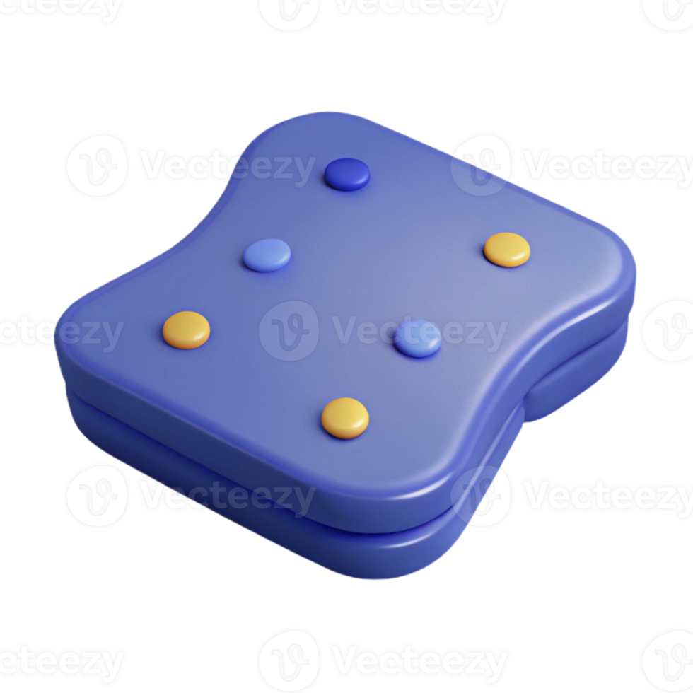3D Render of a Blue Sandwich with Yellow and Blue Dots png