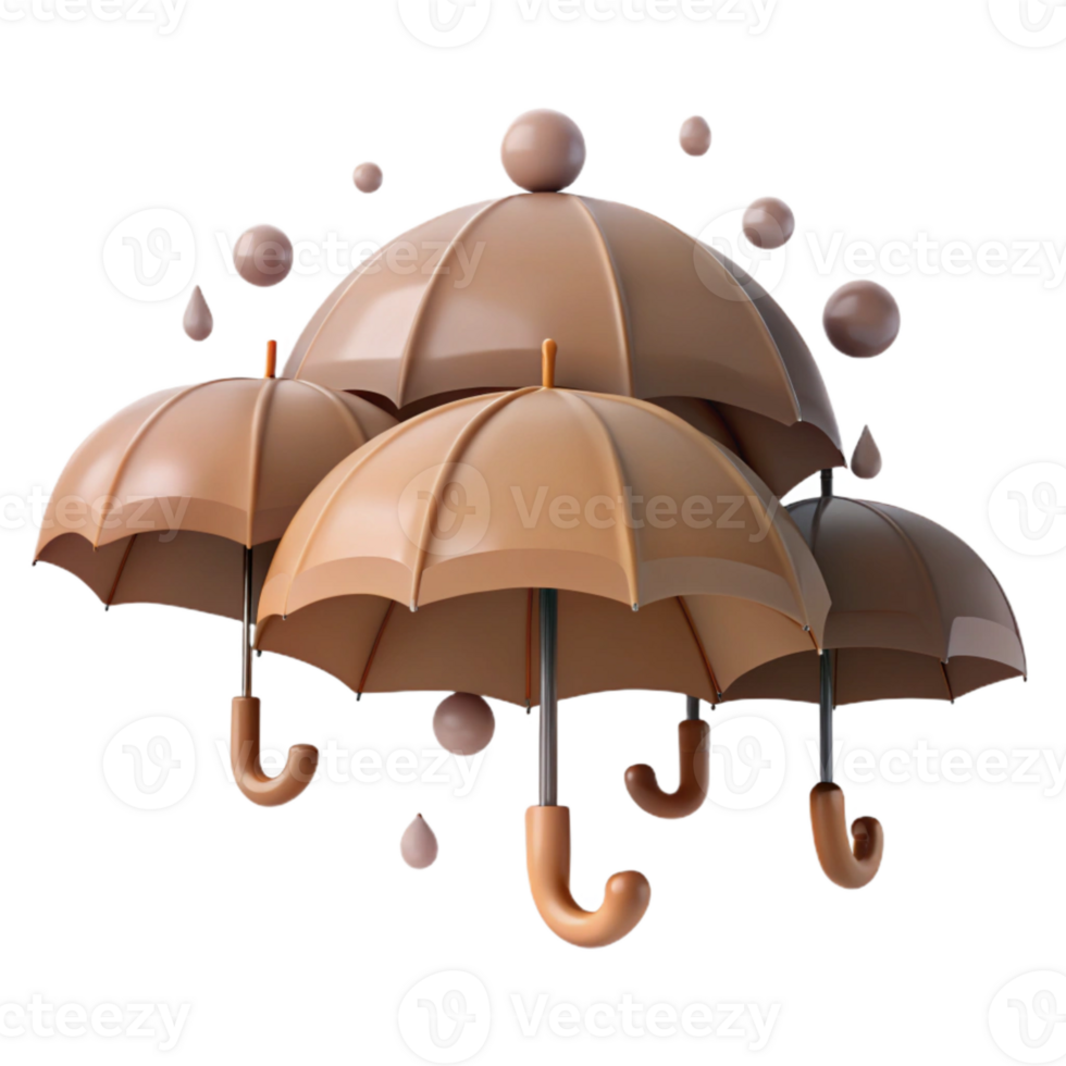 Multiple Umbrellas Protecting From Raindrops png