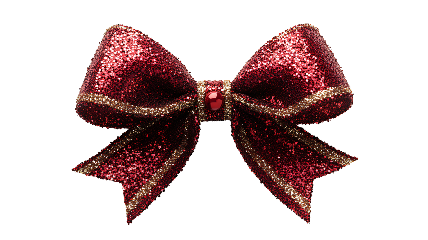 Sparkling Christmas bow set , top view, isolated on transparent background. Shiny and decorative bow with glittery texture, perfect for gift wrapping, holiday decorations, or festive digital design png