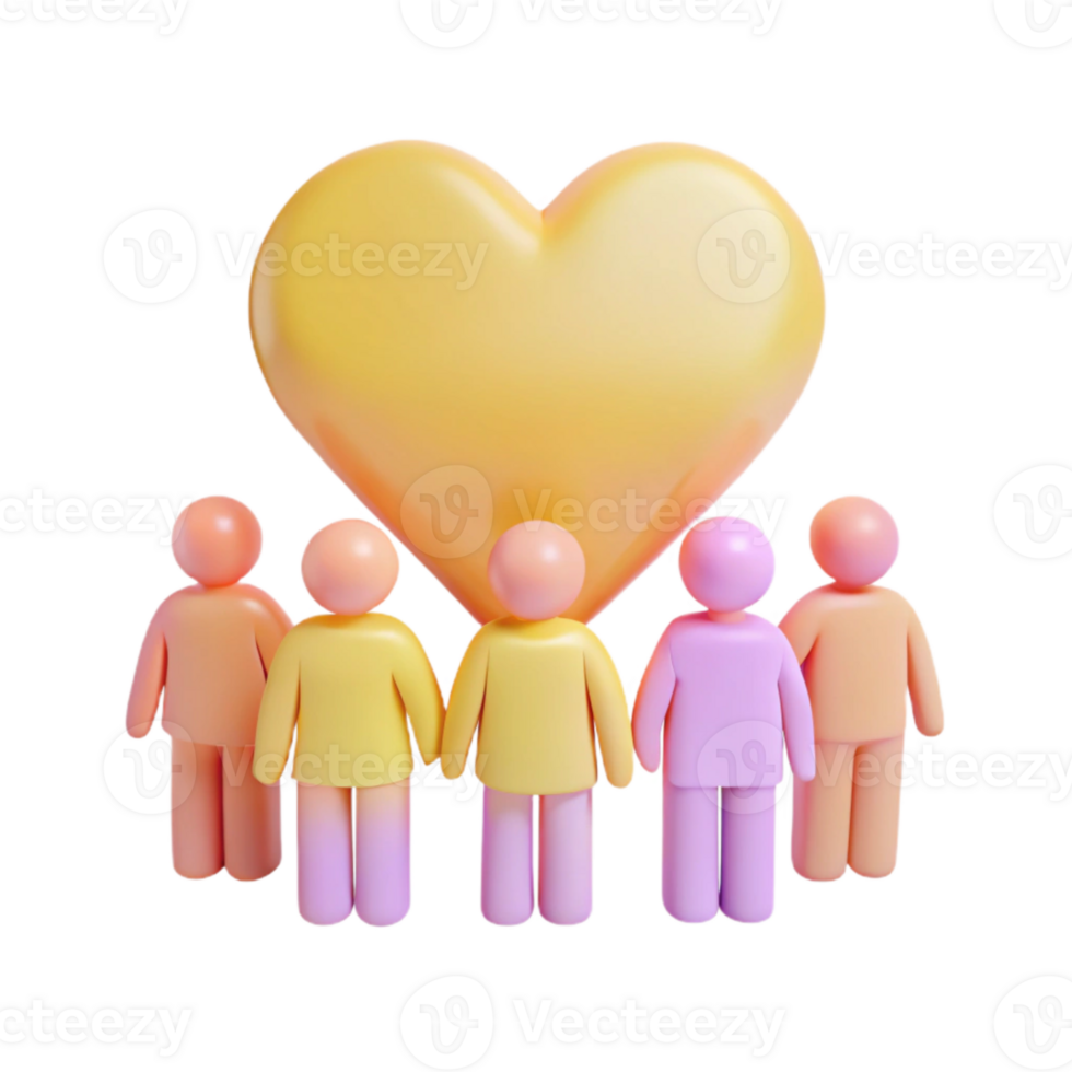 Unity, Support, and Togetherness Represented by a Group of People Under a Large Heart png
