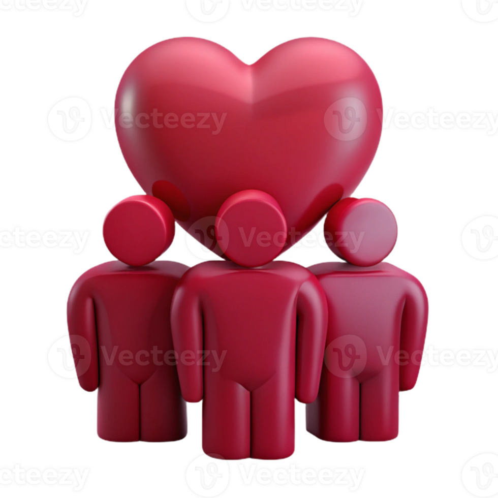 Three People Supporting a Large Heart png