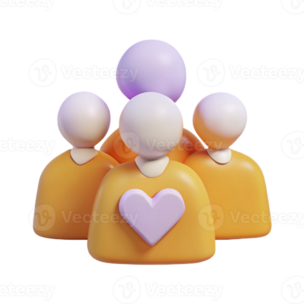 3D Render of Group with Heart png