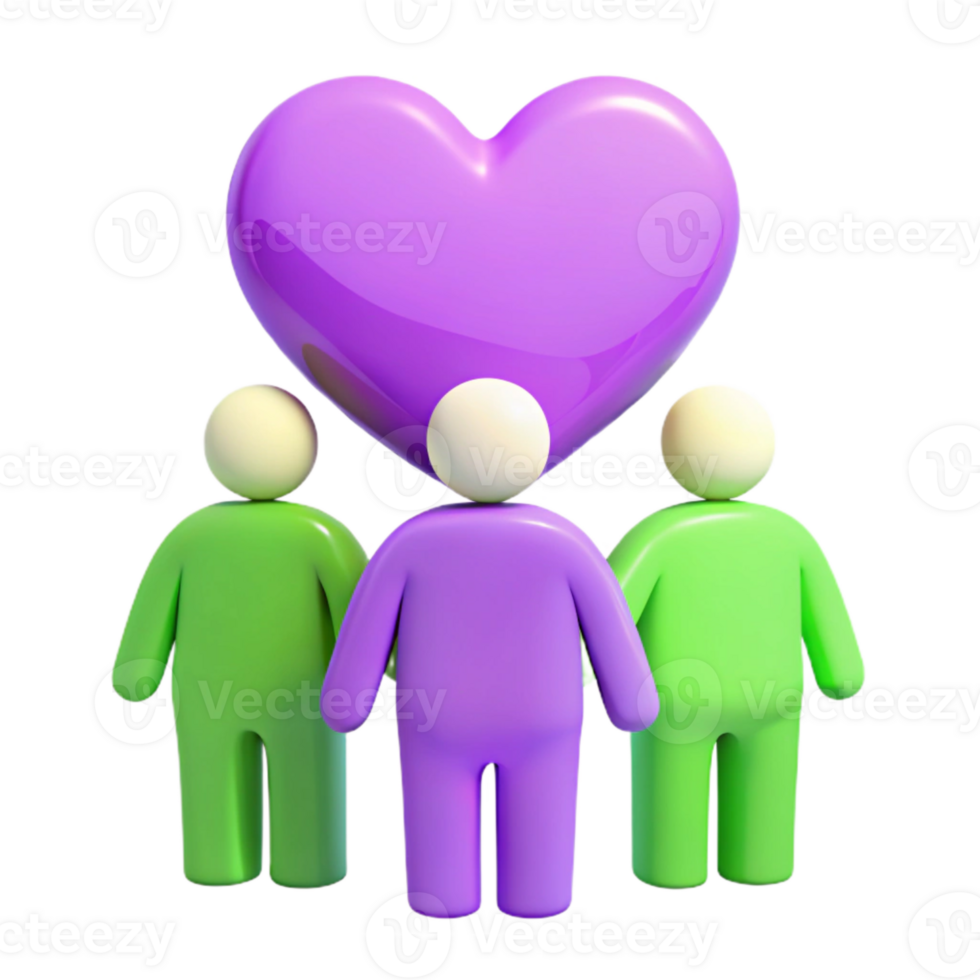 Three People Standing Under a Heart Symbol png