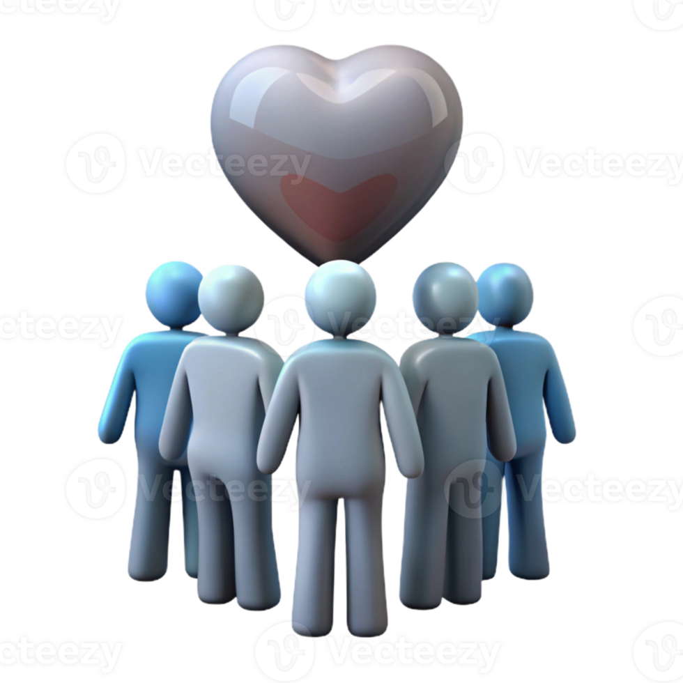 Group of People Standing Around a Heart png