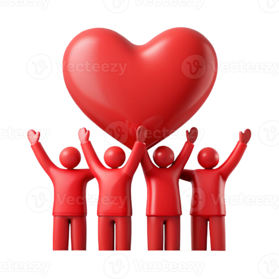 Red Figures Holding Up A Large Heart png
