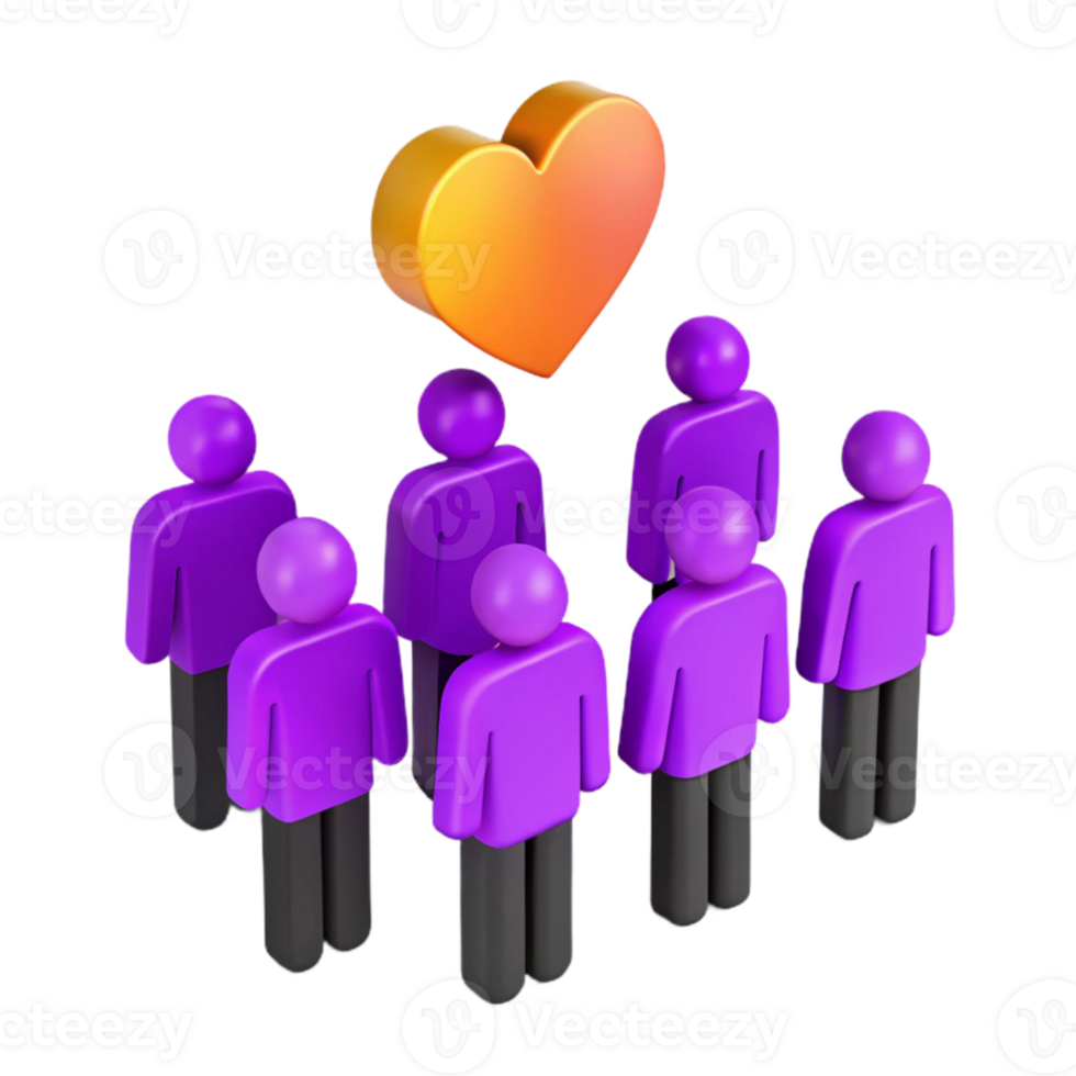 Group of People Surrounded by Heart Symbol png