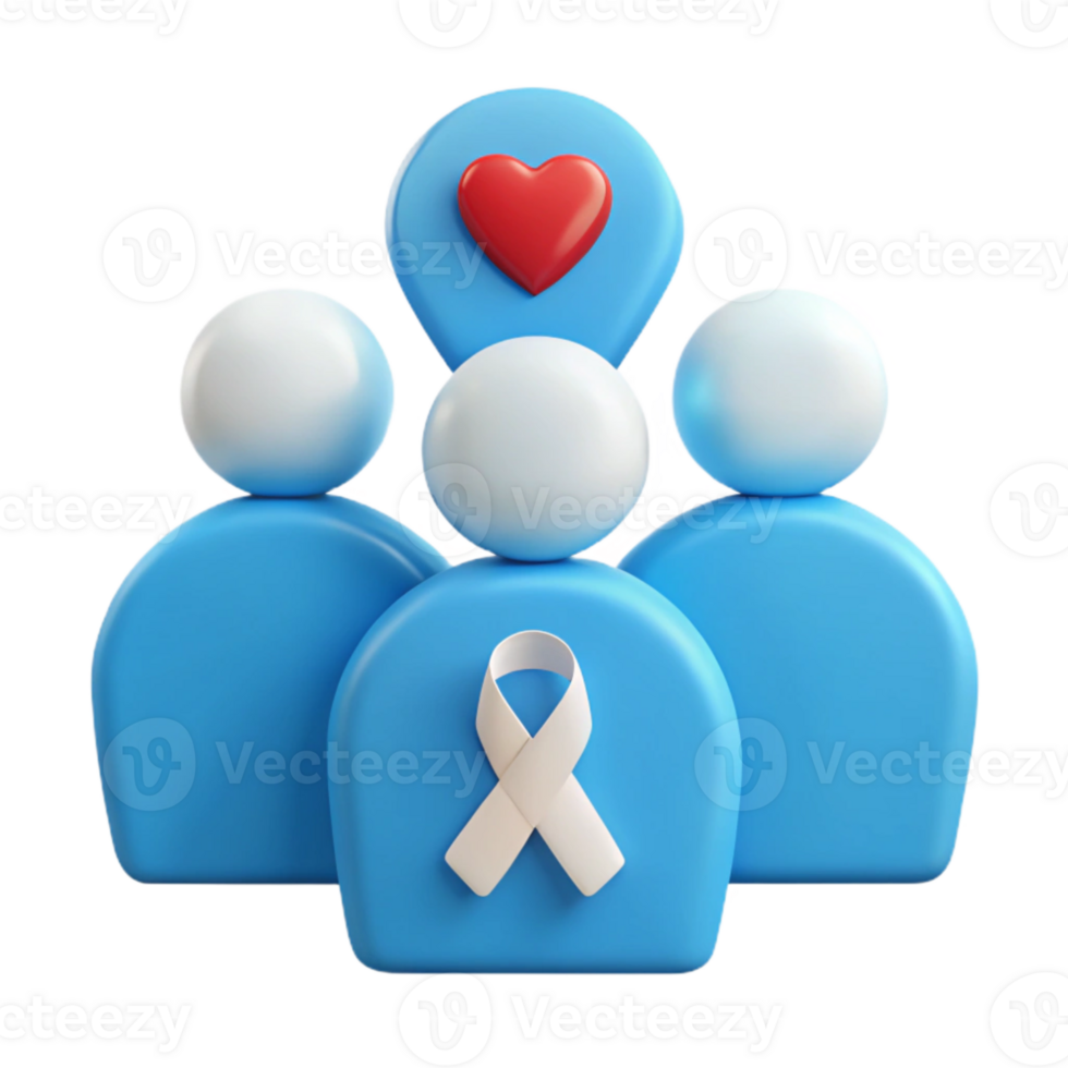 Support and Love for a Cause Group of People with Ribbon png
