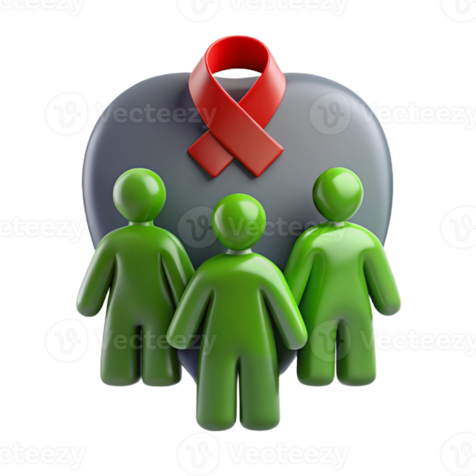 Group of People Standing in Front of a Heart with a Red Ribbon png