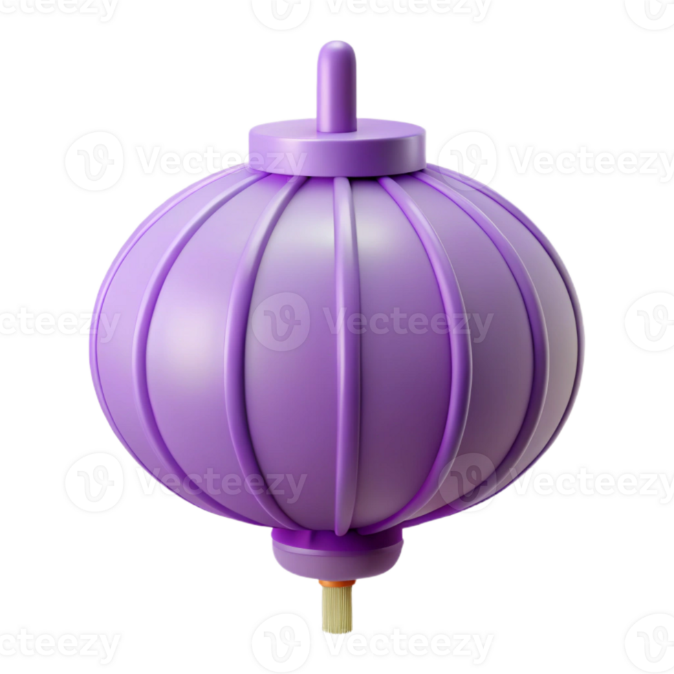 Purple 3D Rendered Lantern with Geometric Pattern png