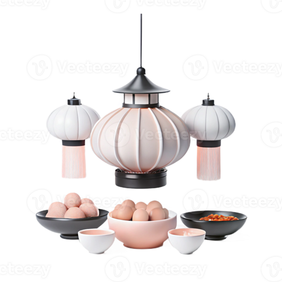 Decorative Lanterns with Bowl of Eggs and Other Items png
