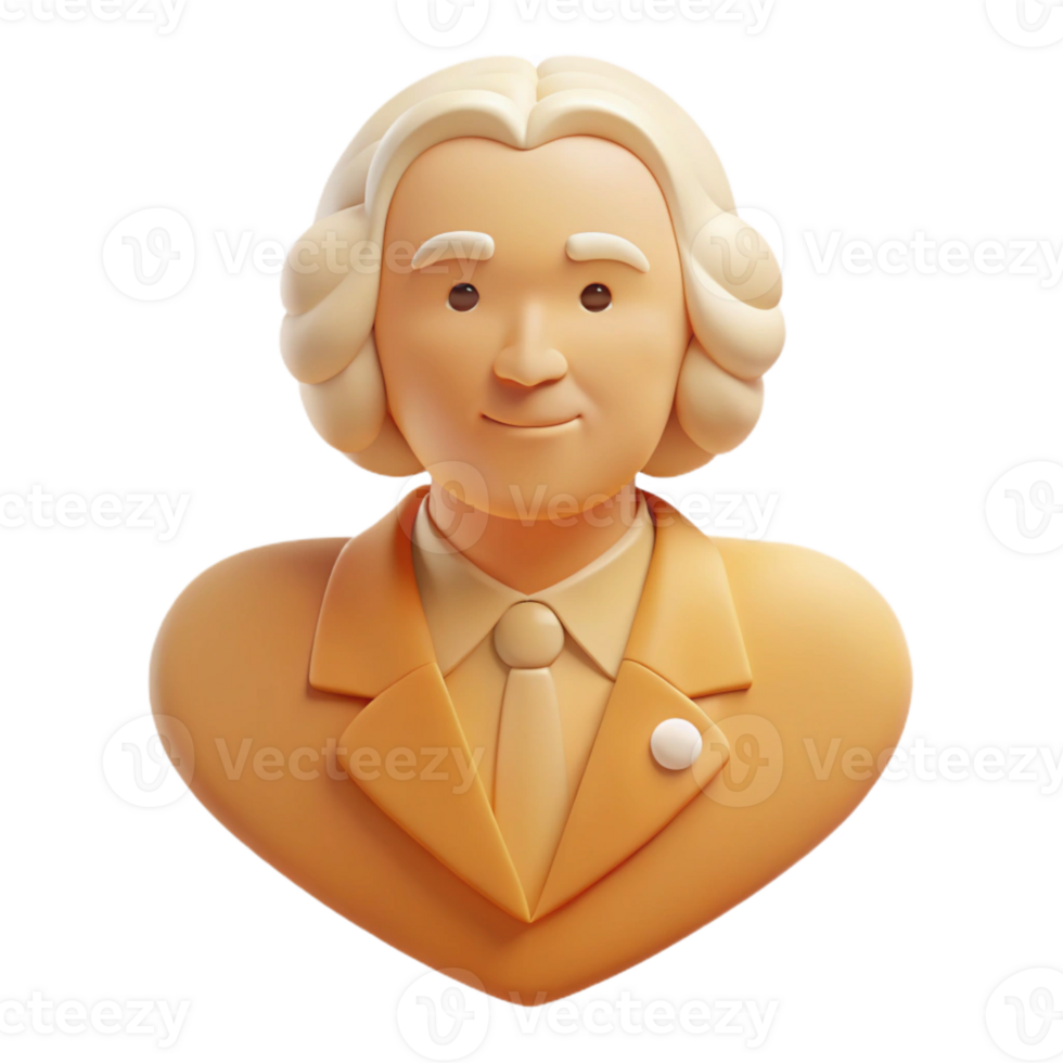 3D Render of a Person in a Suit with a Heart-Shaped Bust png