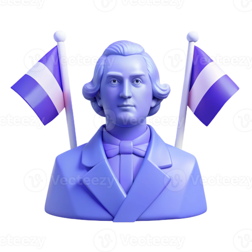3D Render of a Man with Flags png