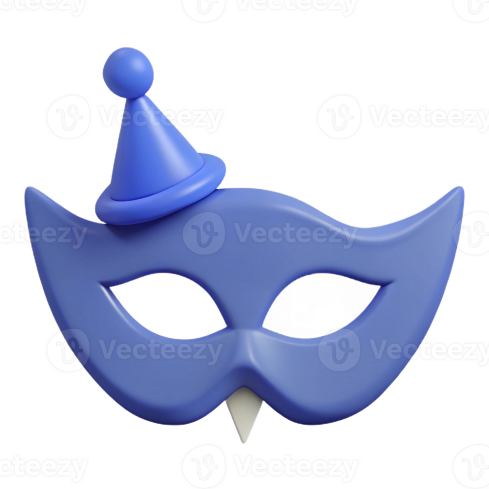 Blue Party Mask with Cone Hat png