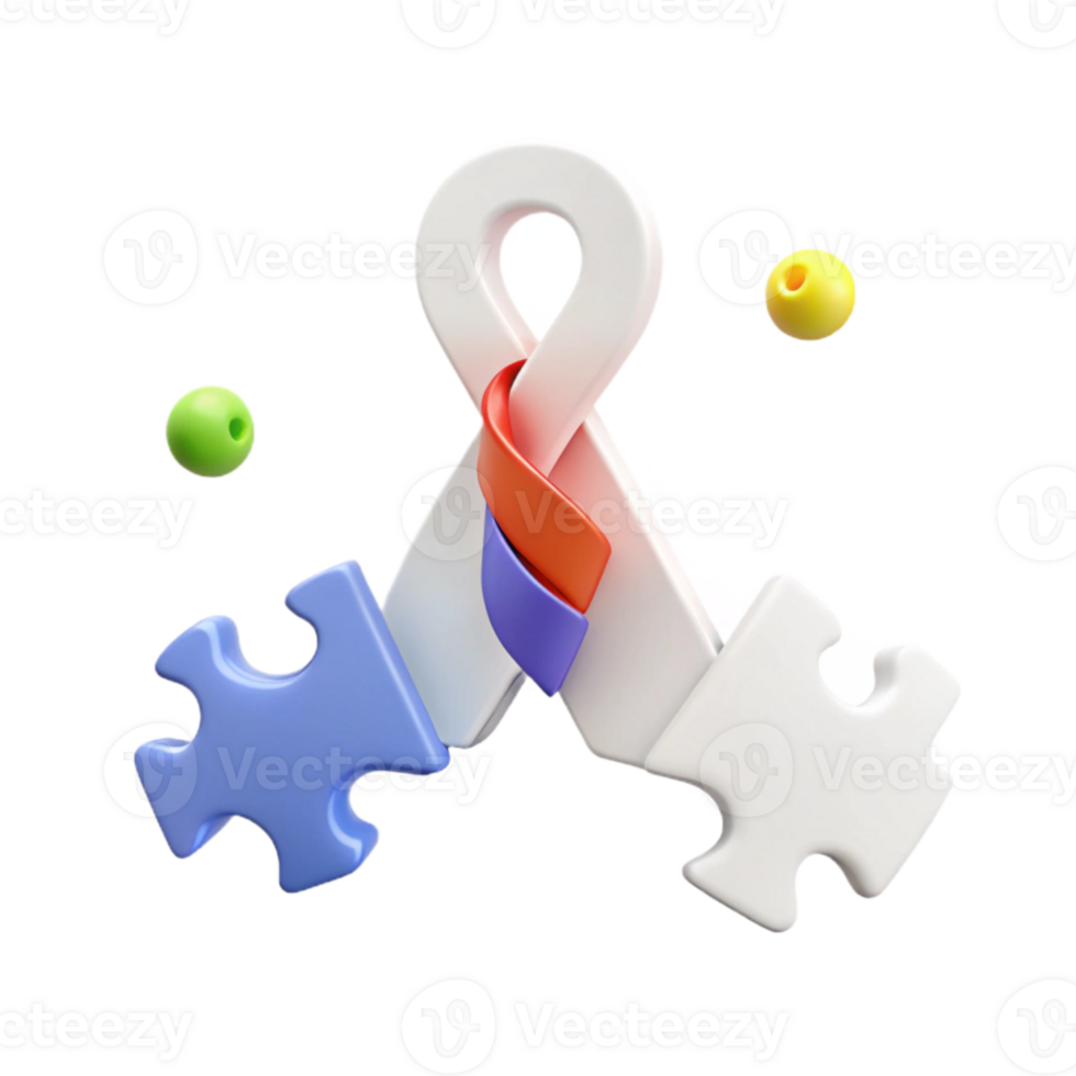 Awareness Ribbon with Puzzle Pieces png