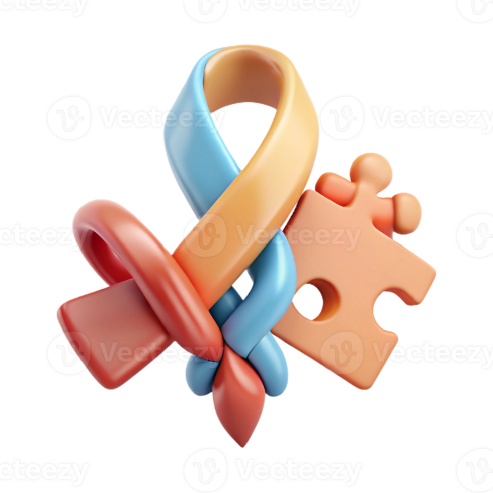 Awareness Ribbon and Puzzle Piece Symbol of Support and Understanding png