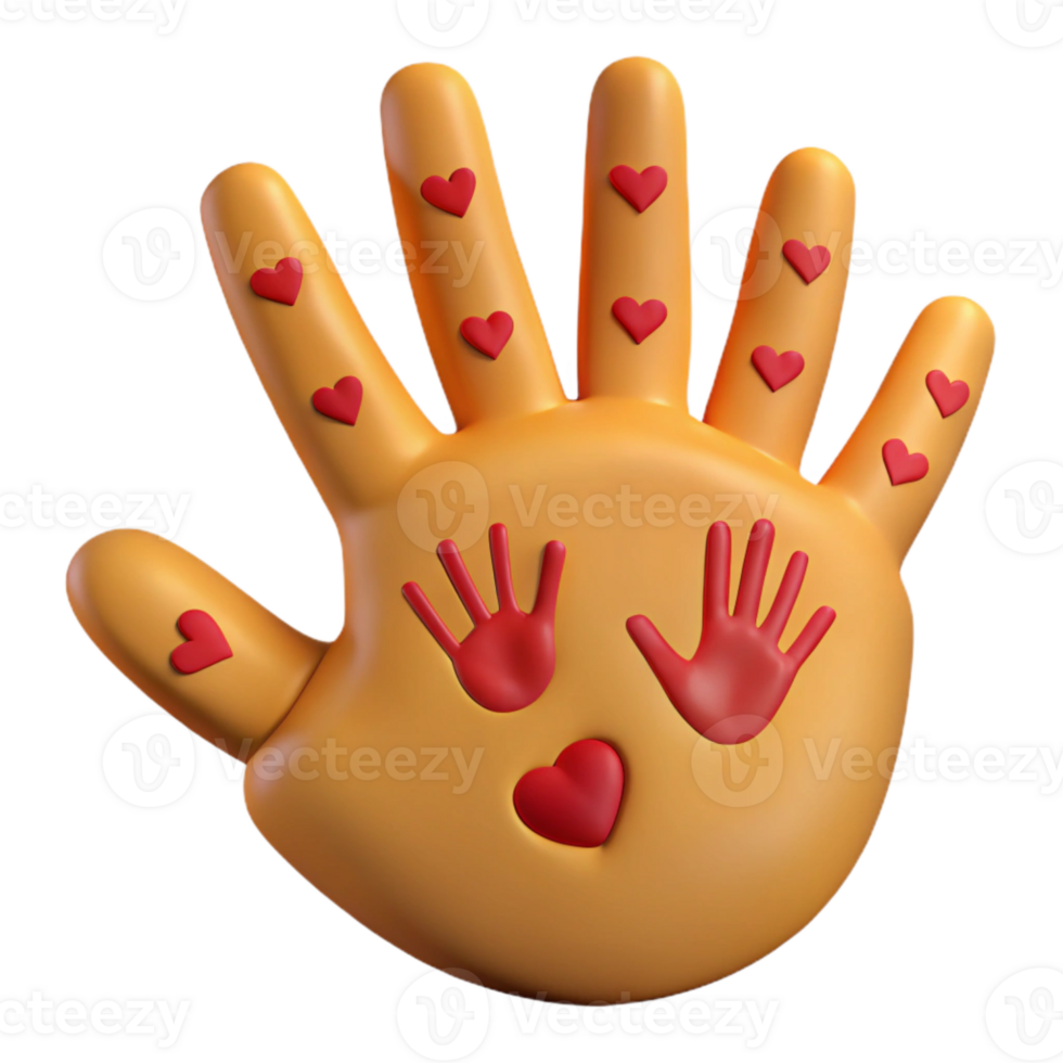 Cute Hand Emoji with Hearts and Red Palms png