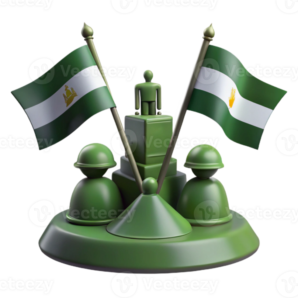 Green Flags, Soldiers, and a Statue png