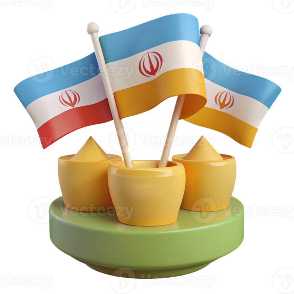 3D Render of Flags on a Stand png