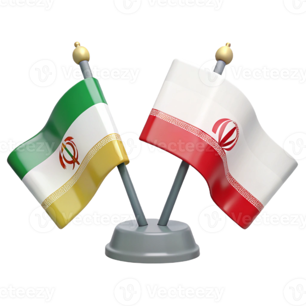 Flags of Iran and Algeria on a Stand png