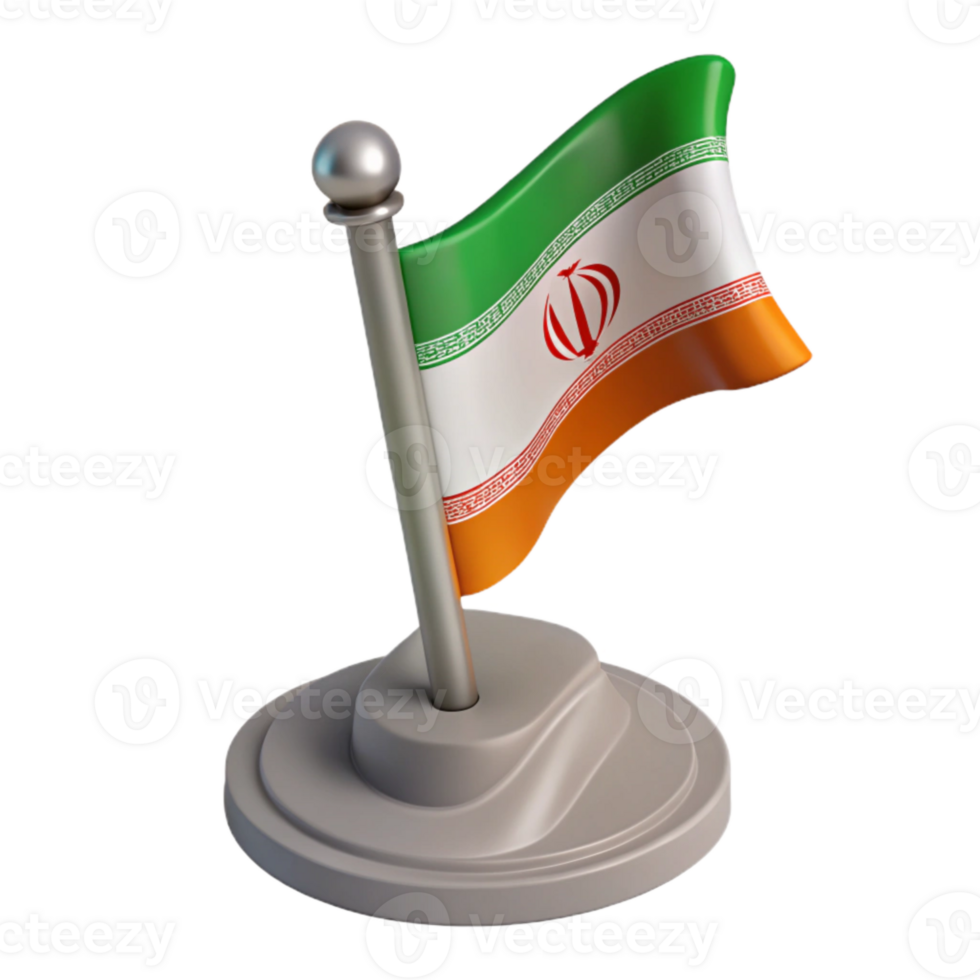 3D Rendered Iranian Flag on a Stand png