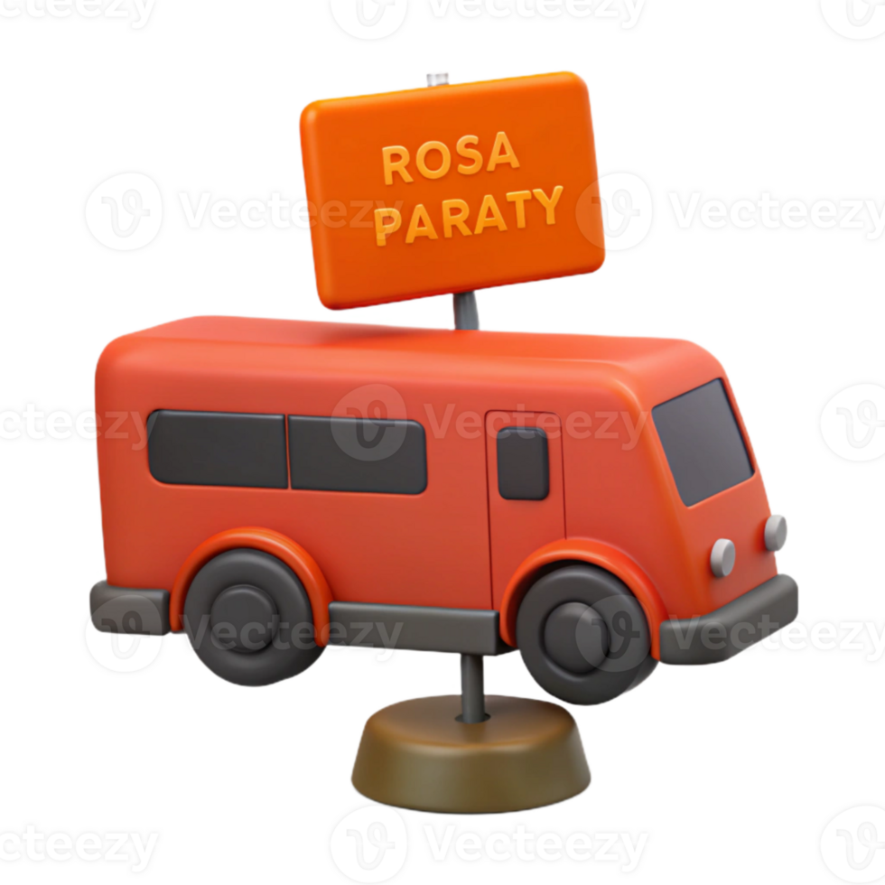 3D Render of Red Toy Bus with Sign png