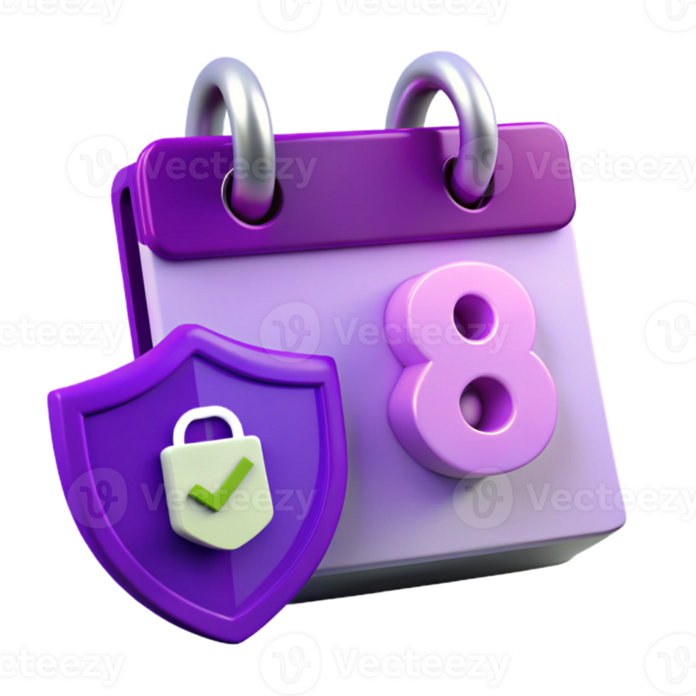 Calendar with Shield and Lock Secure Your Schedule png