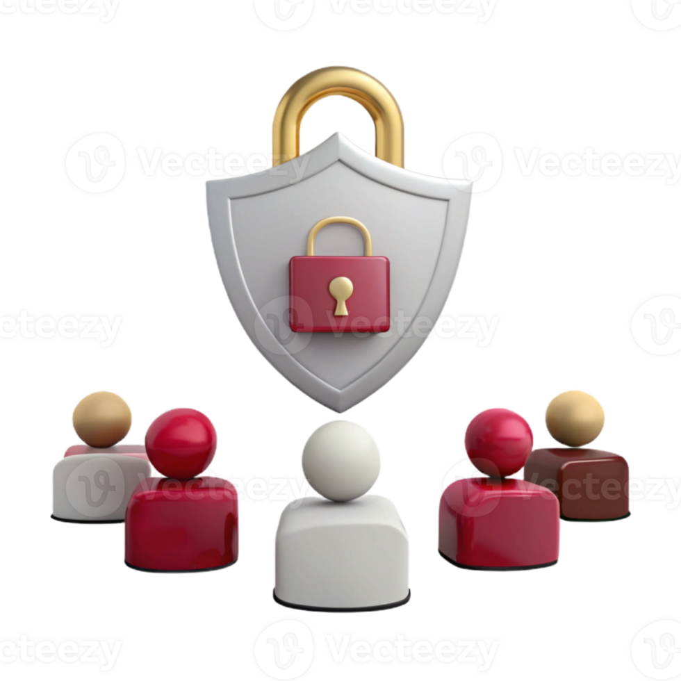 Shield and Lock Protecting Multiple People png