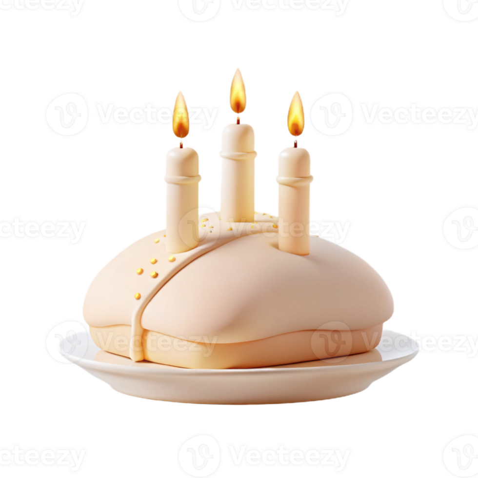 Three Candles on a Cake png