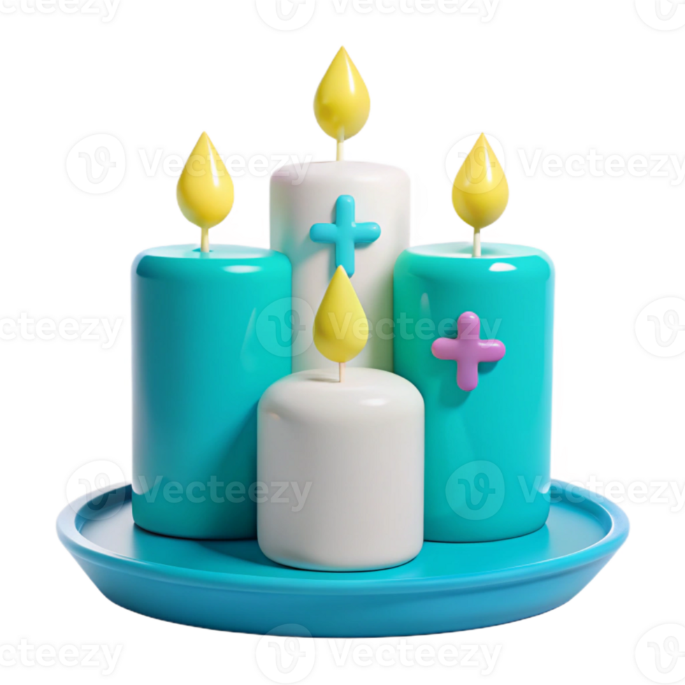 Colorful Candles on a Tray png