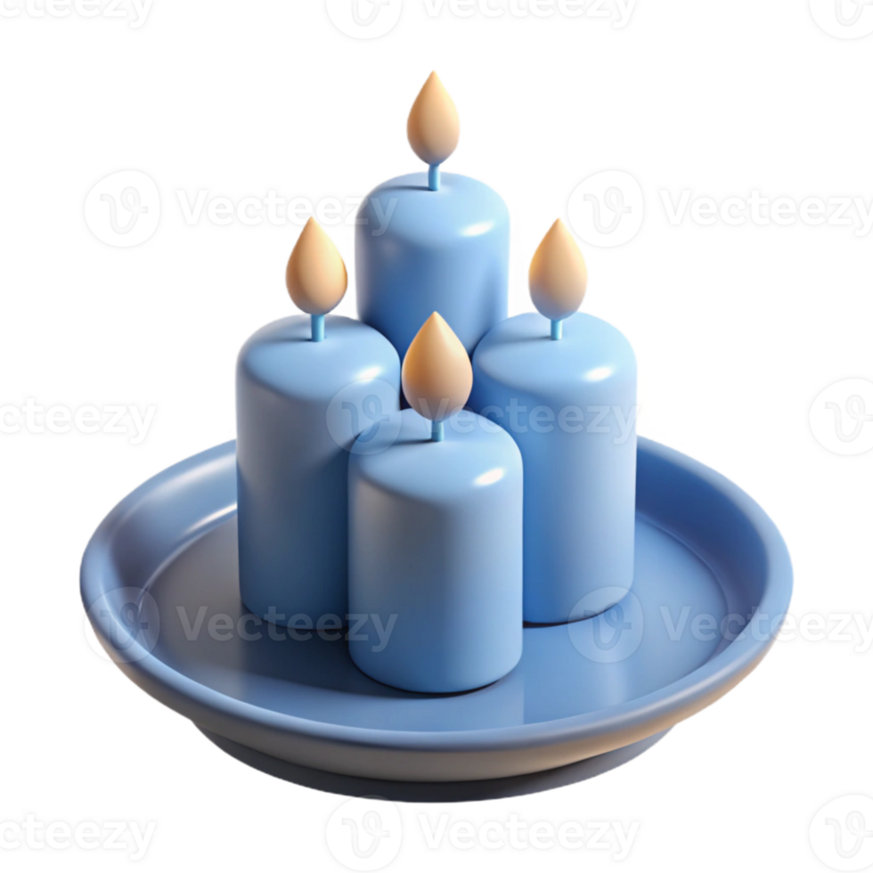 Blue Candles on a Tray png