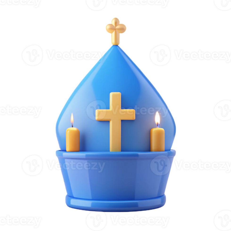3D Render of a Blue Church with Candles png