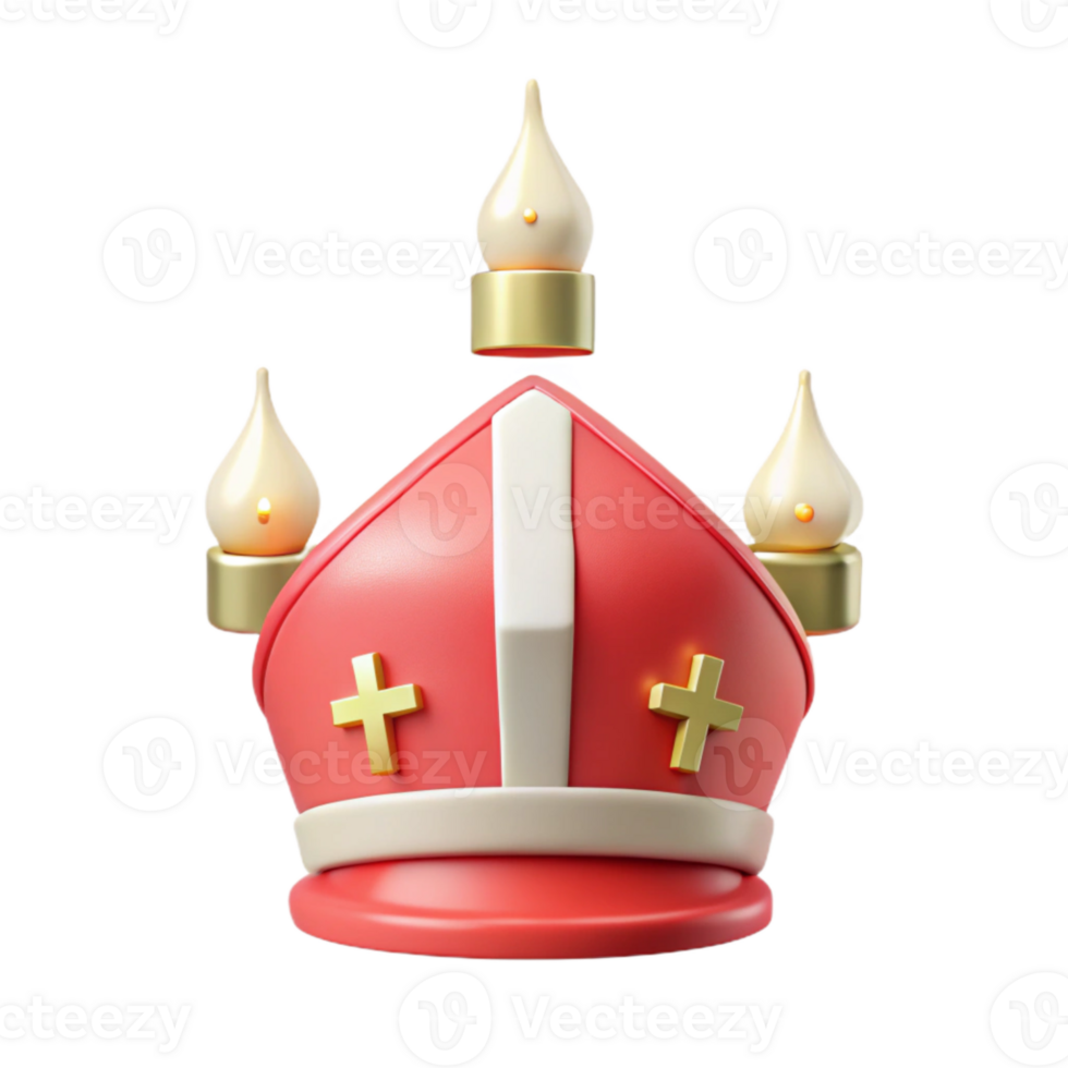 3D Render of a Traditional Bishop s Hat with Candles png