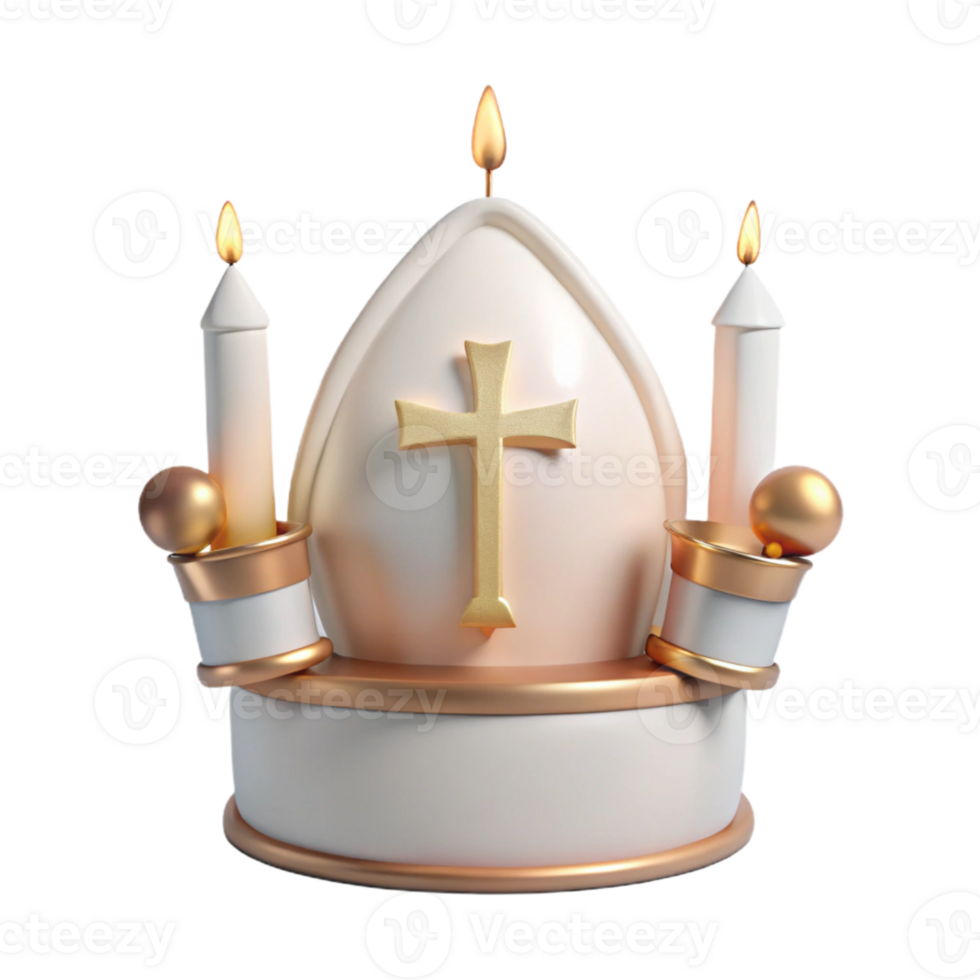 Religious 3D Render of an Egg with Candles and a Cross png