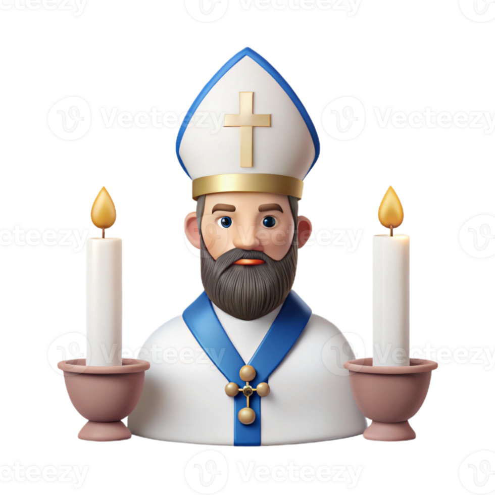 3D Render of a Priest with Lit Candles png