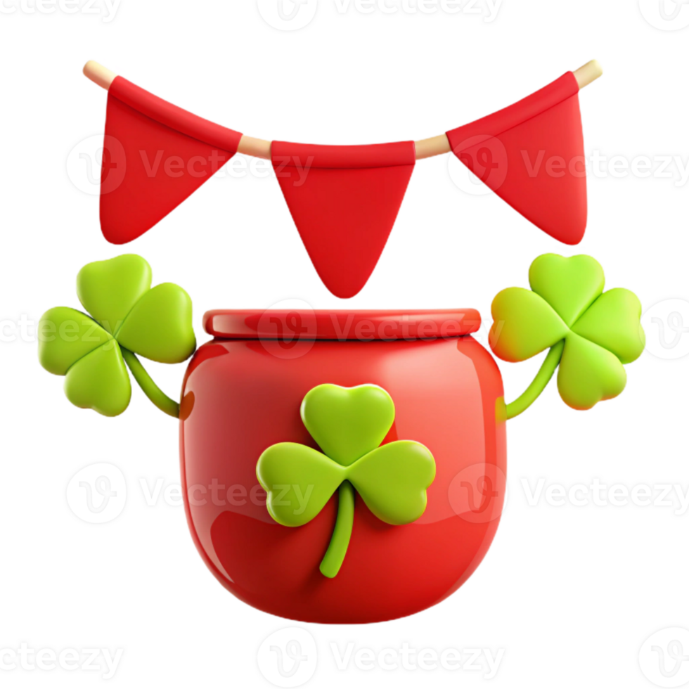 Pot of Gold with Shamrock and Bunting png