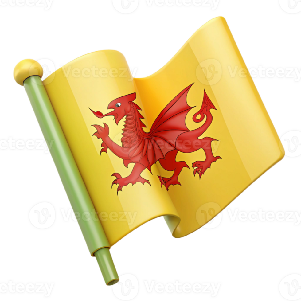 Waving Flag with a Red Dragon png