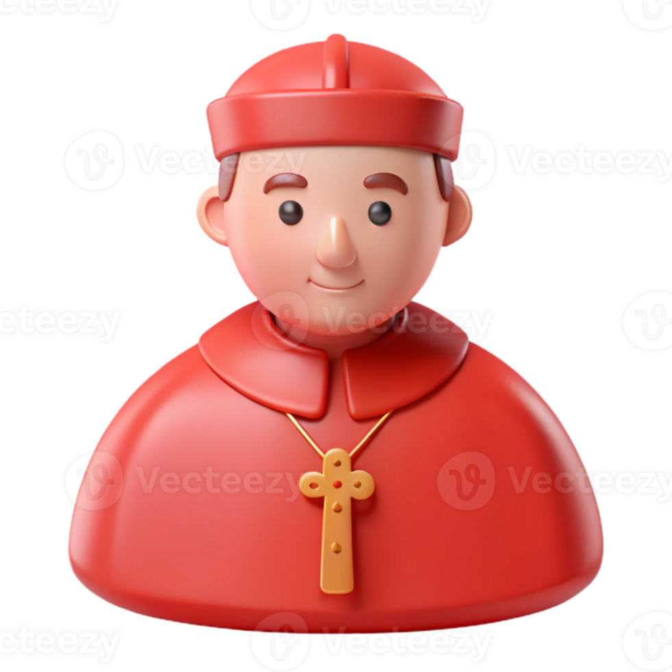 3D Cartoon Illustration of a Religious Figure in Red Robes png