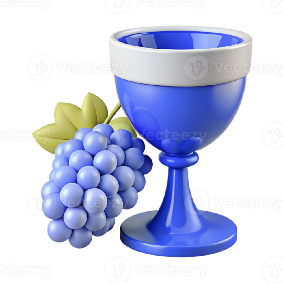 Blue Chalice with Grapes png