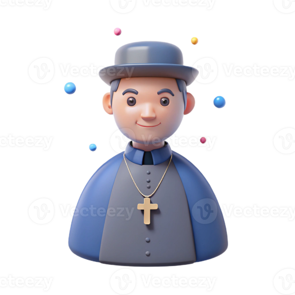 3D Cartoon Illustration of a Priest png