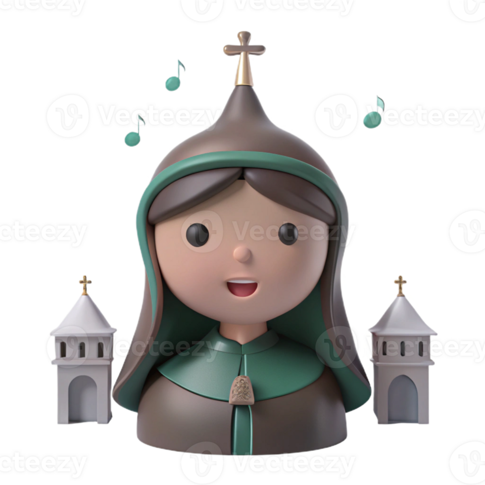 3D Cartoon Illustration of a Religious Figure Singing png