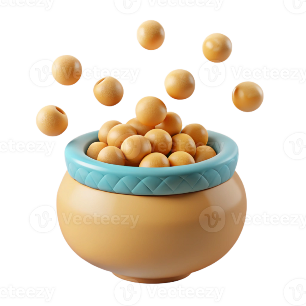 3D Render of a Ceramic Pot Filled with Round Objects png