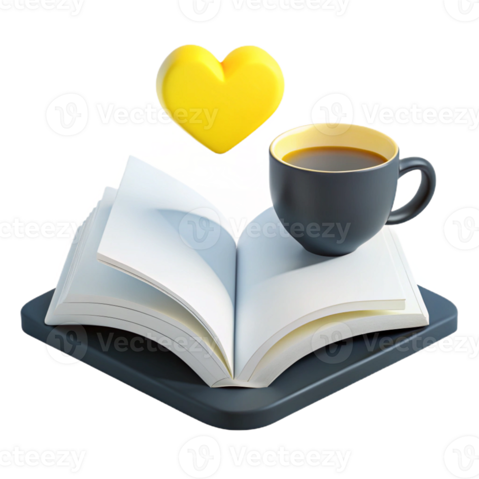 A Cup of Coffee and an Open Book A Moment of Tranquility png