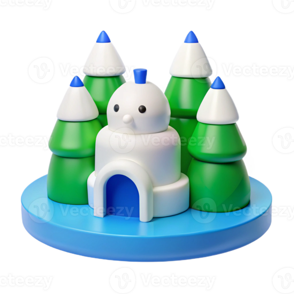Winter Wonderland Scene with Igloo and Trees png