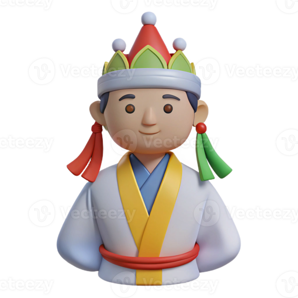 3D Render of a Person in Traditional Asian Clothing png