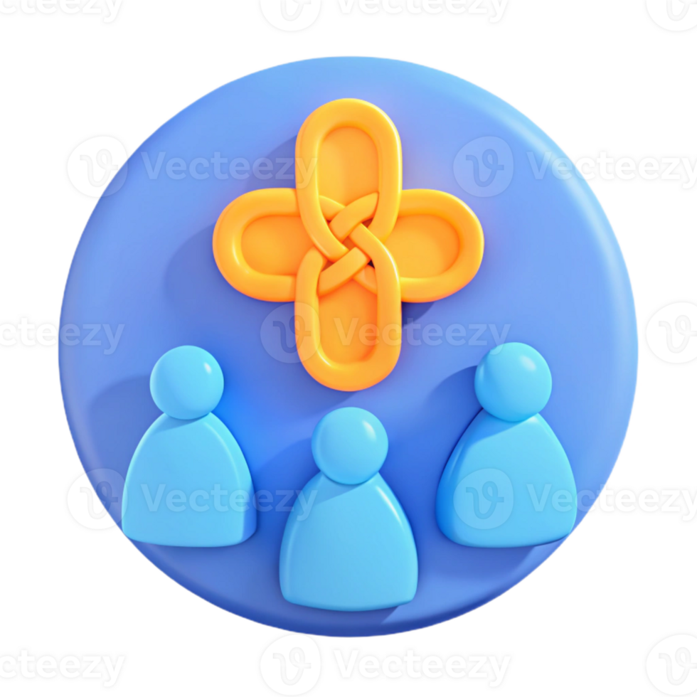 3D Render of a Group of People Under a Knotted Cross png