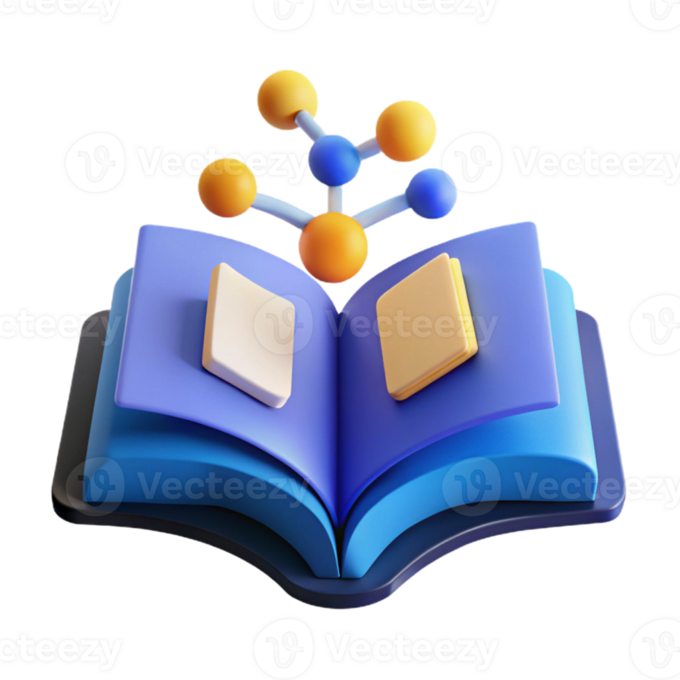 Open Book with a Molecular Structure Above png