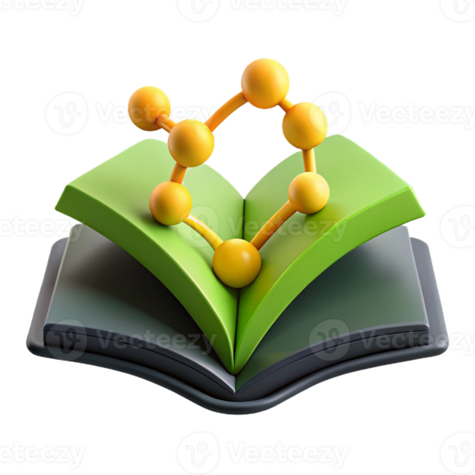 Open Book with Connected Spheres Illustration png